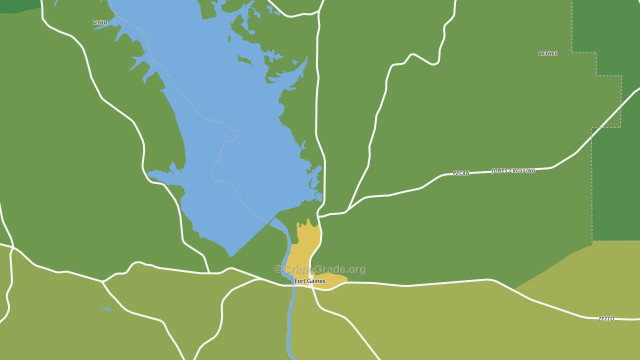Fort Gaines, GA Map of Drug-Related Crime Rates