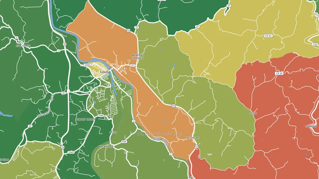 Fort Gay, WV Map of Drug-Related Crime Rates