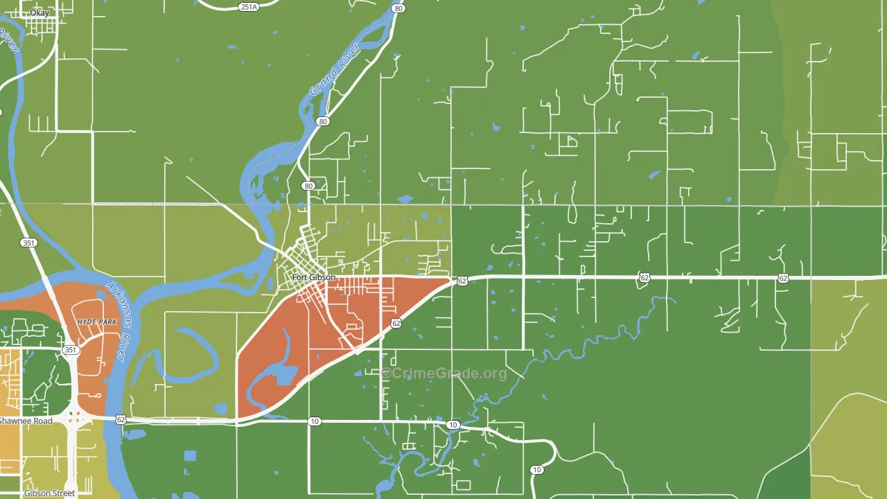 Fort Gibson, OK Map of Drug-Related Crime Rates