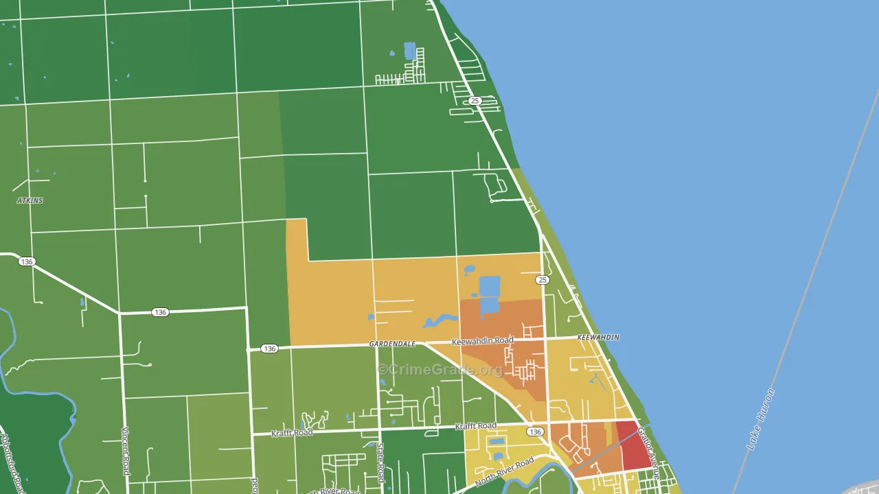 Fort Gratiot, MI Map of Drug-Related Crime Rates