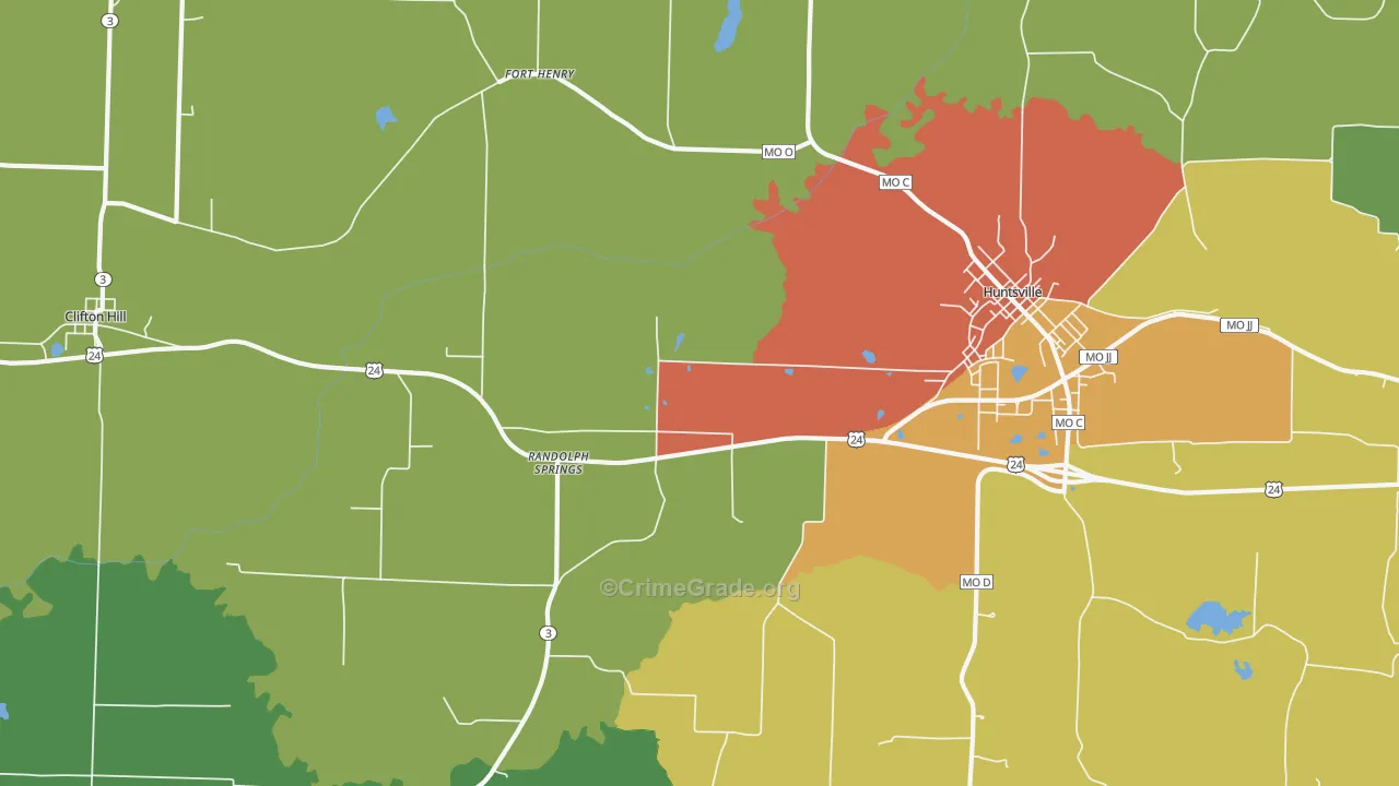 Fort Henry, MO Map of Drug-Related Crime Rates