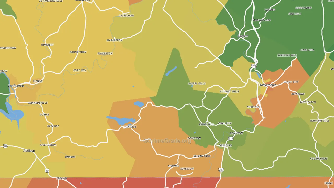 Fort Hill, PA Map of Drug-Related Crime Rates
