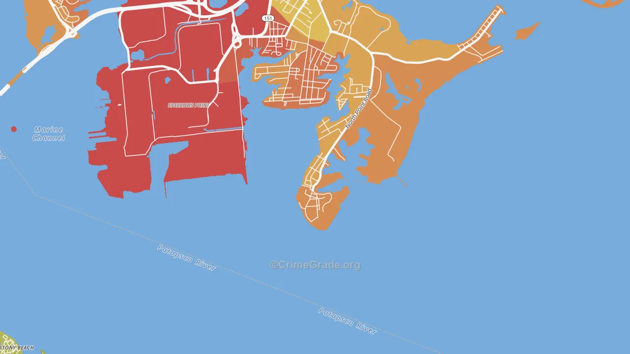 Fort Howard, MD Map of Drug-Related Crime Rates