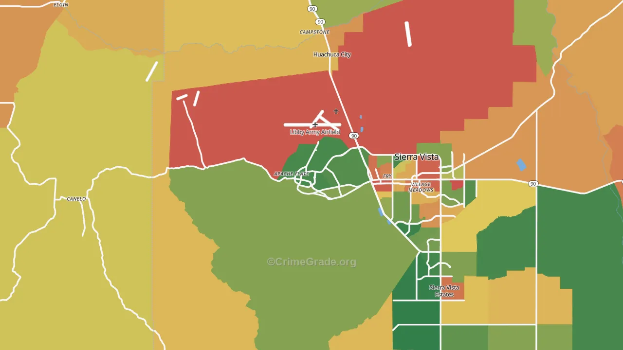 Fort Huachuca, AZ Map of Drug-Related Crime Rates