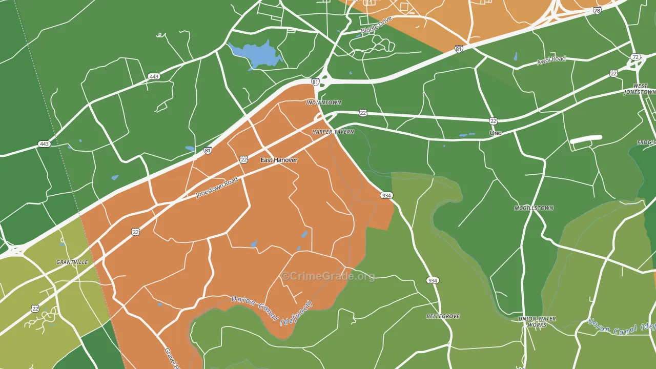 Fort Indiantown Gap, PA Map of Drug-Related Crime Rates
