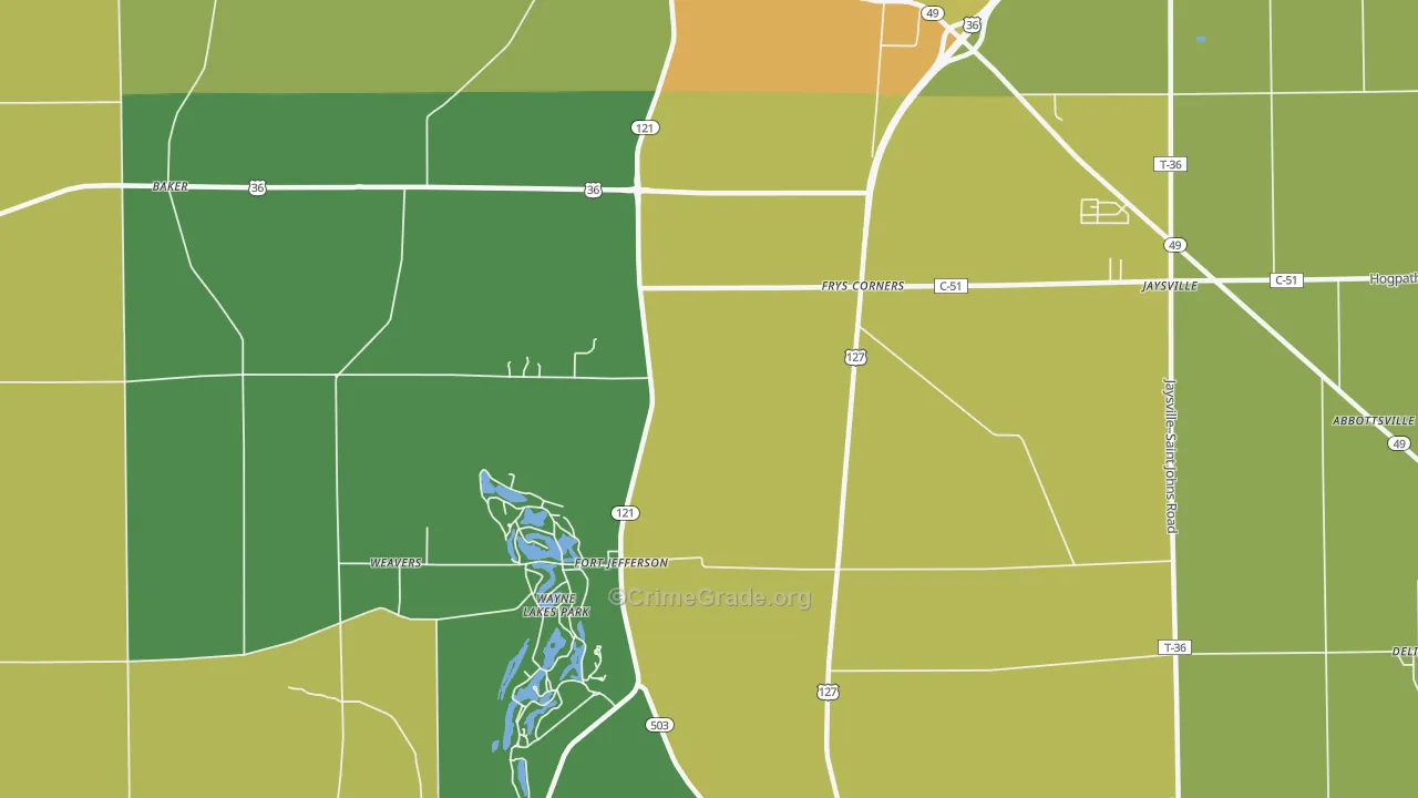 Fort Jefferson, OH Map of Drug-Related Crime Rates