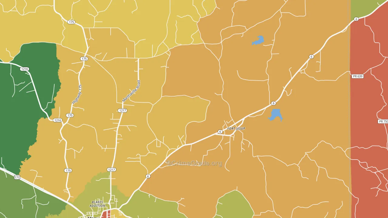 Fort Jesup, LA Map of Drug-Related Crime Rates