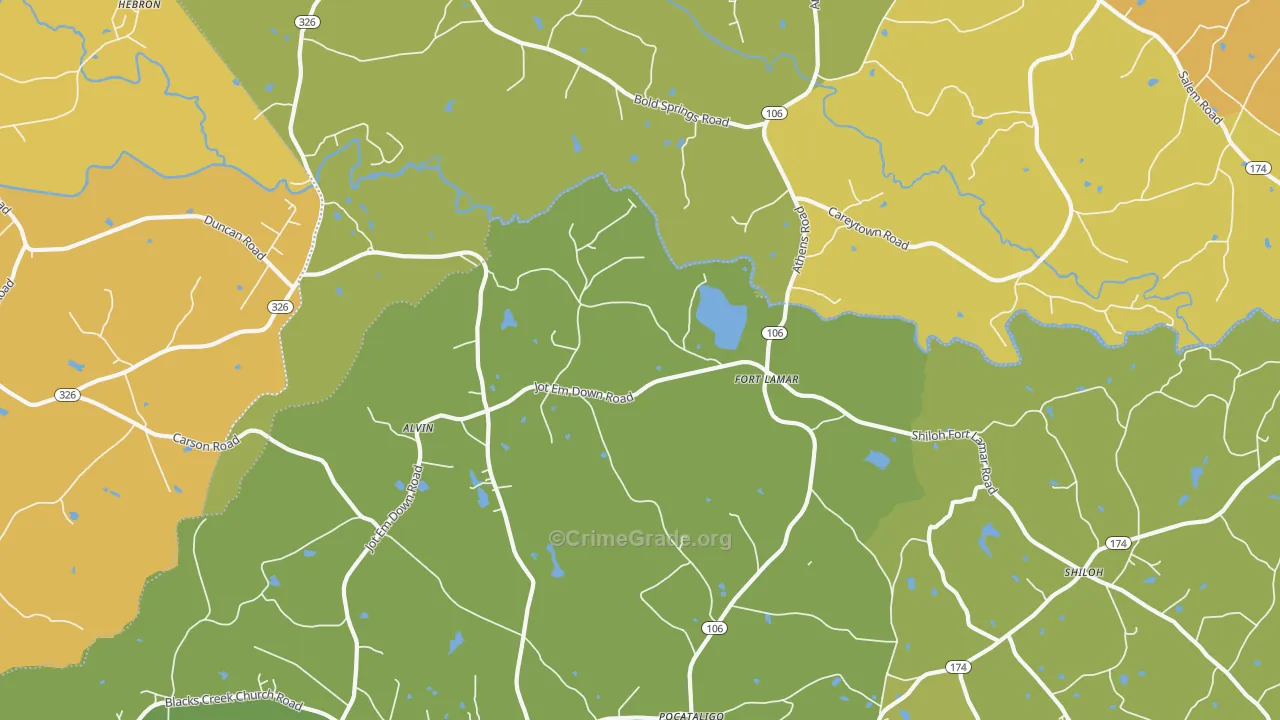 Fort Lamar, GA Map of Drug-Related Crime Rates