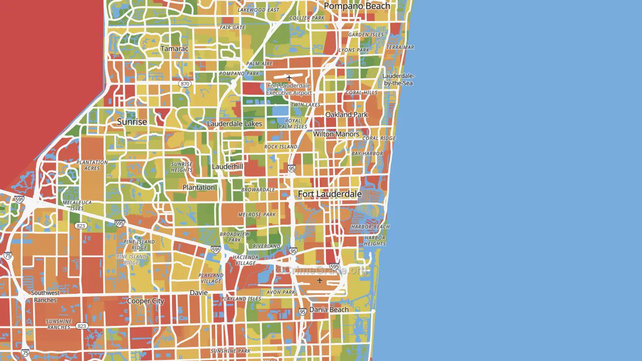 Fort Lauderdale, FL Map of Drug-Related Crime Rates