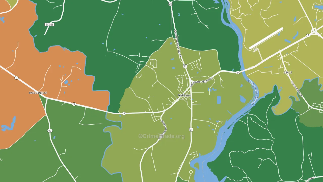 Fort Lawn, SC Map of Drug-Related Crime Rates