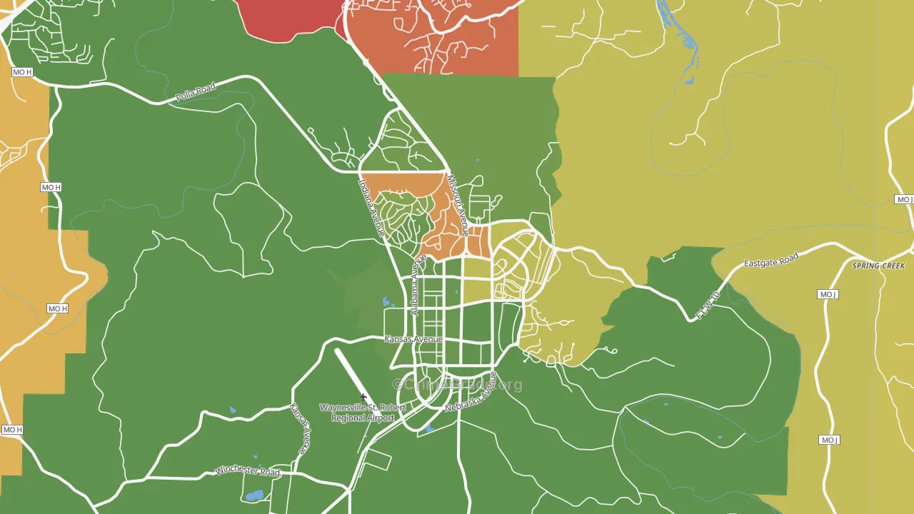 Fort Leonard Wood, MO Map of Drug-Related Crime Rates