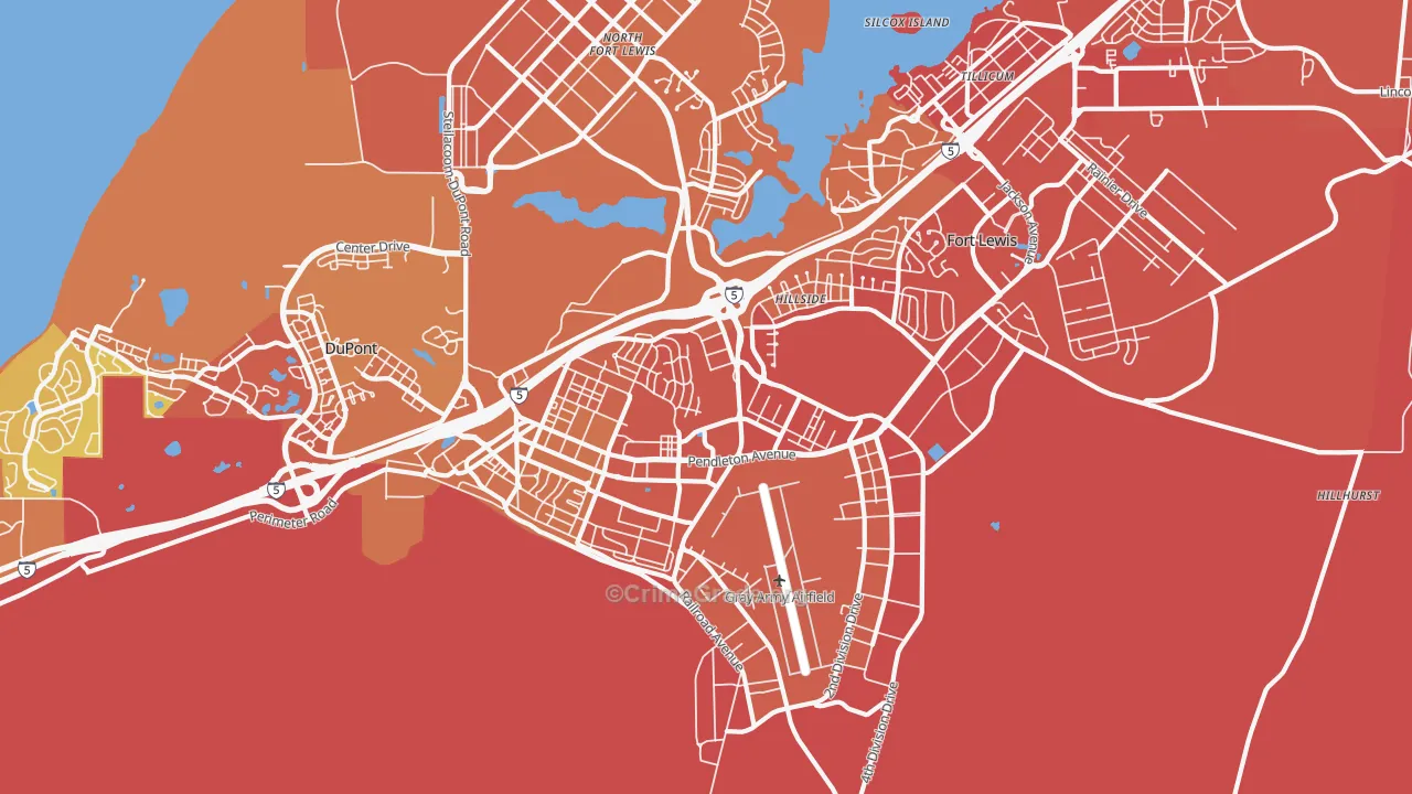 Fort Lewis, WA Map of Drug-Related Crime Rates