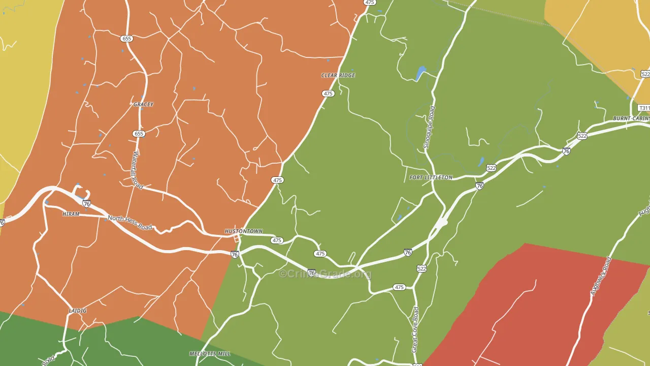 Fort Littleton, PA Map of Drug-Related Crime Rates
