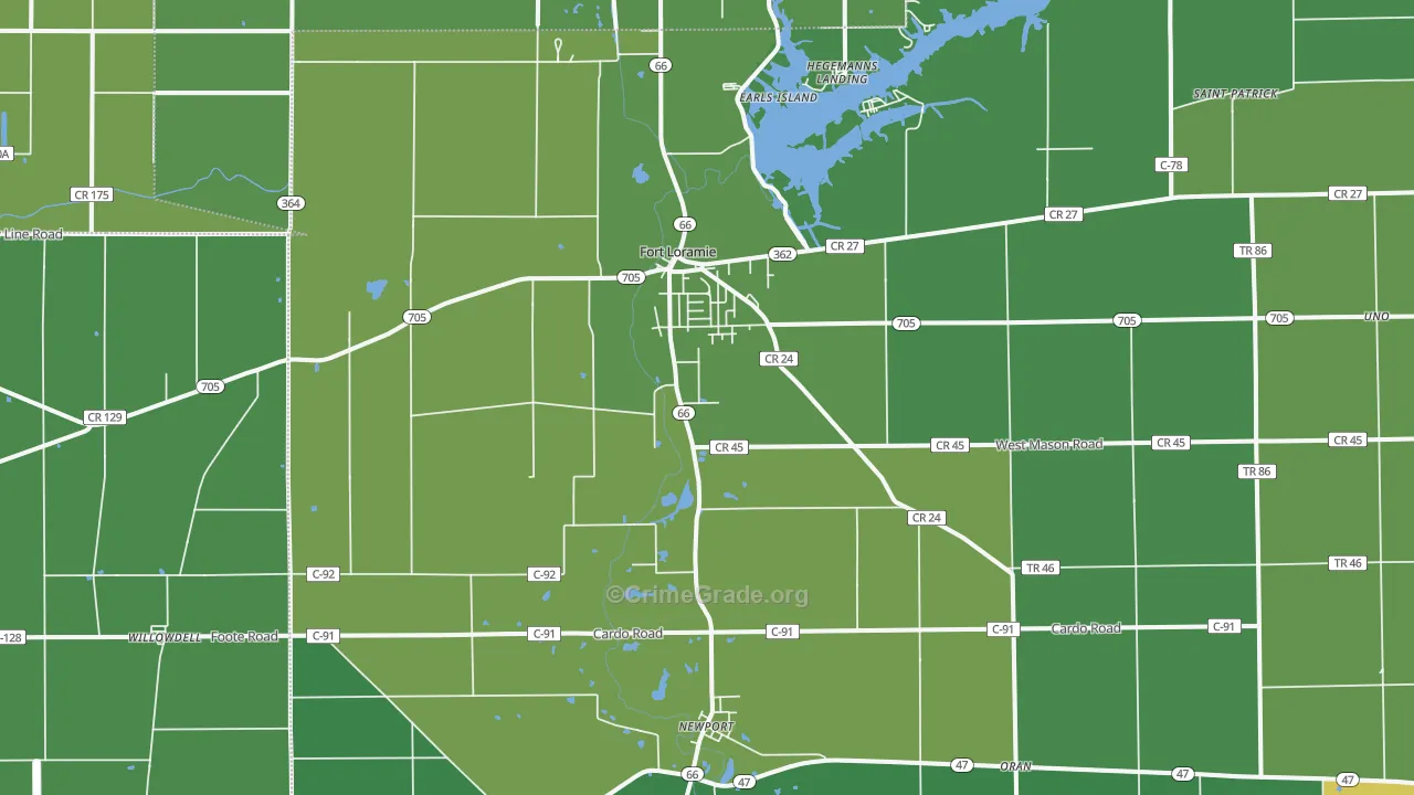 Fort Loramie, OH Map of Drug-Related Crime Rates