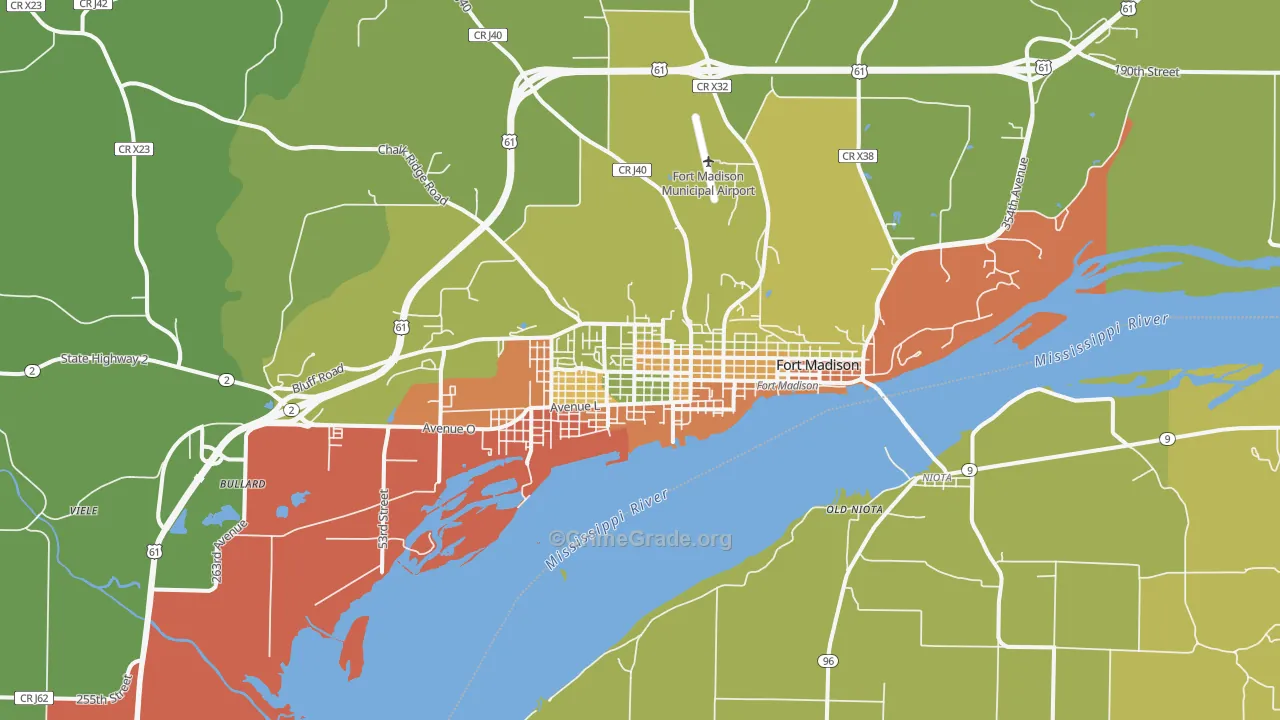 Fort Madison, IA Map of Drug-Related Crime Rates