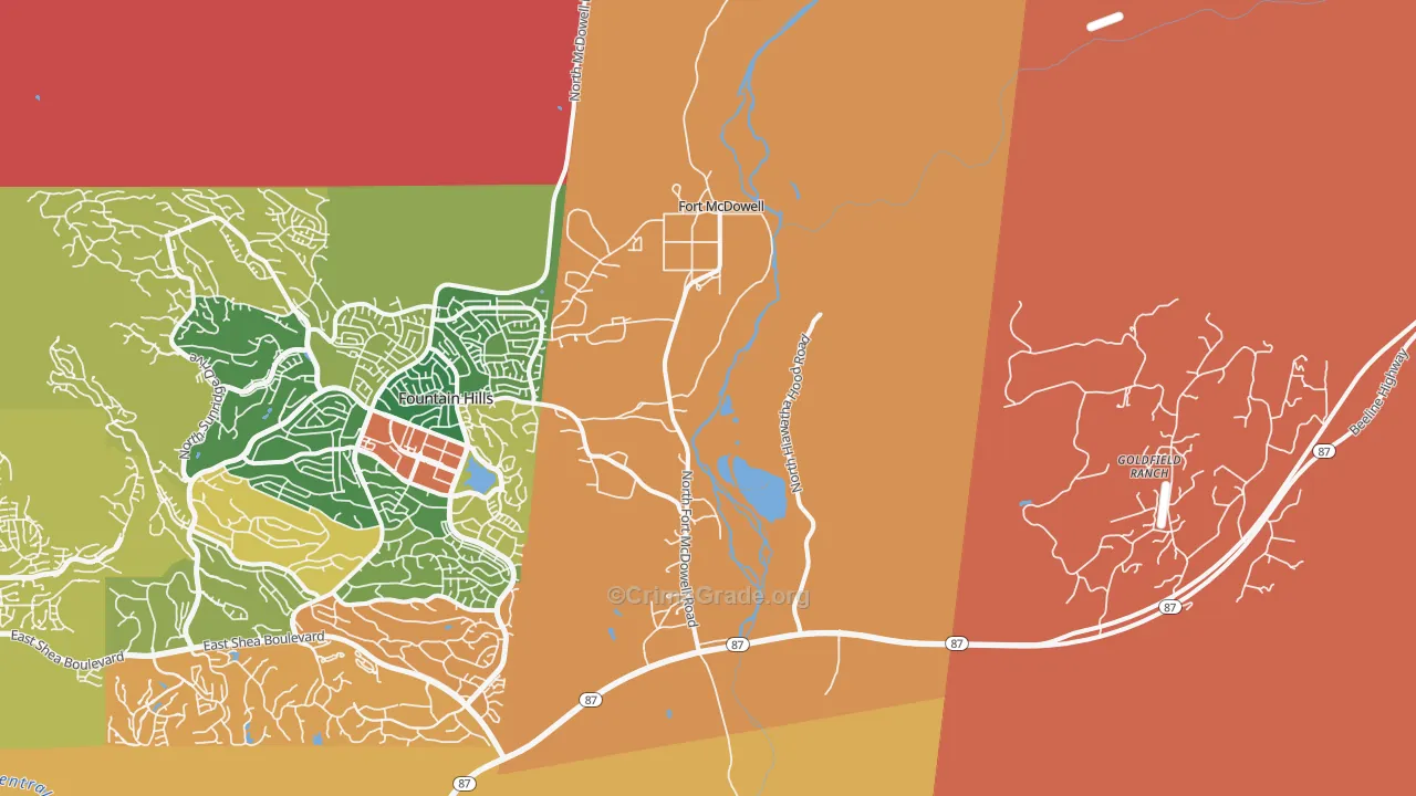 Fort McDowell, AZ Map of Drug-Related Crime Rates