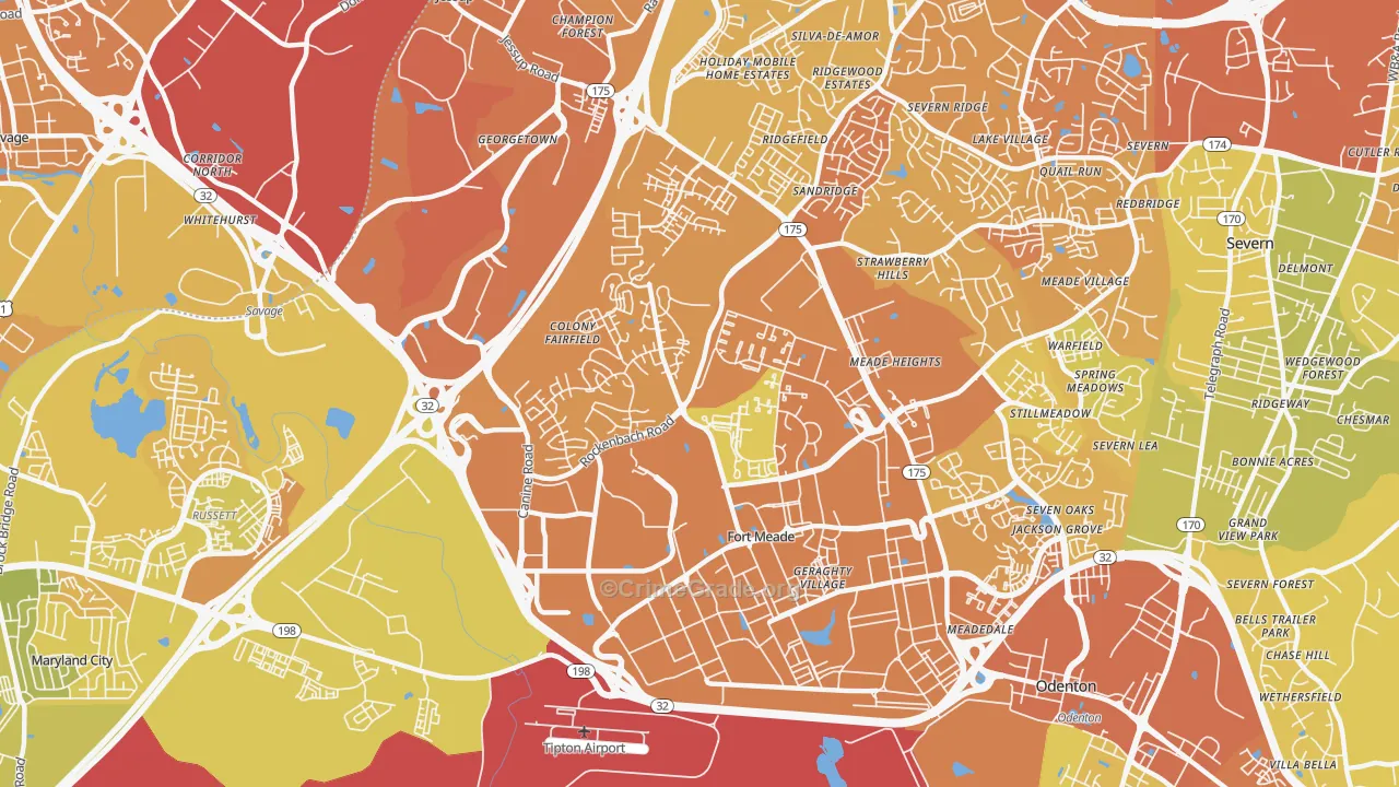 Fort Meade, MD Map of Drug-Related Crime Rates