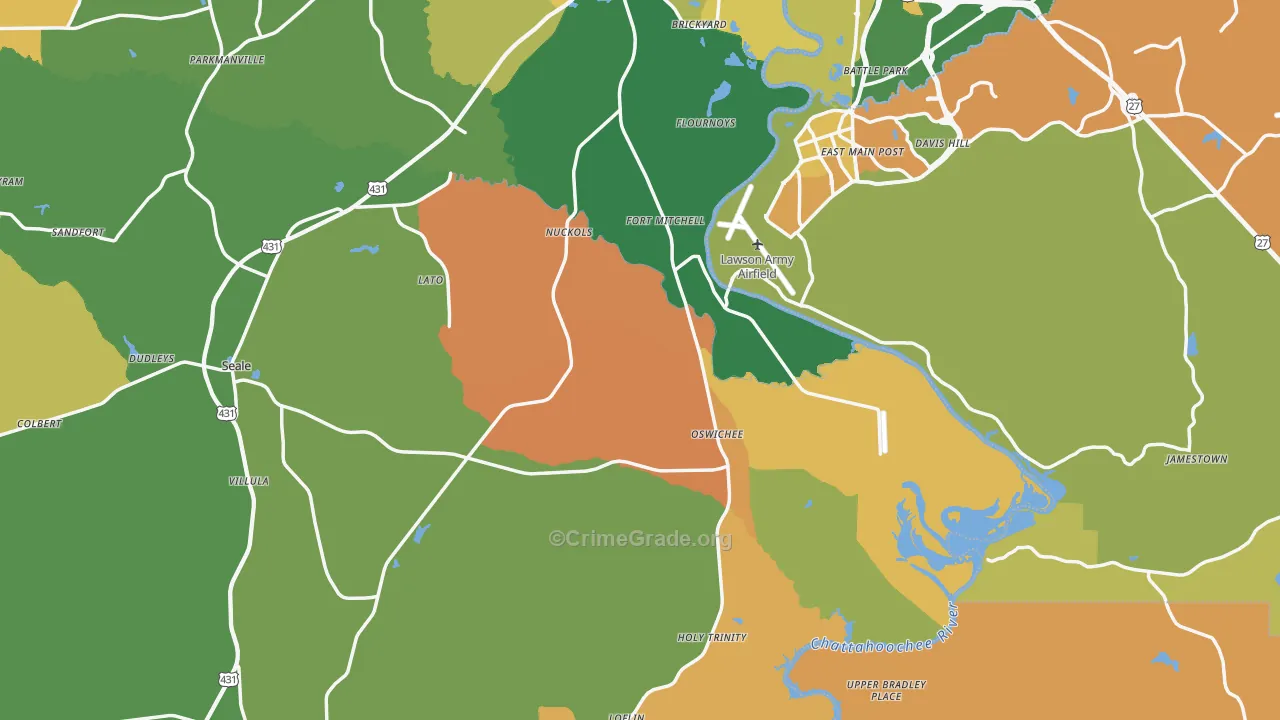 Fort Mitchell, AL Map of Drug-Related Crime Rates