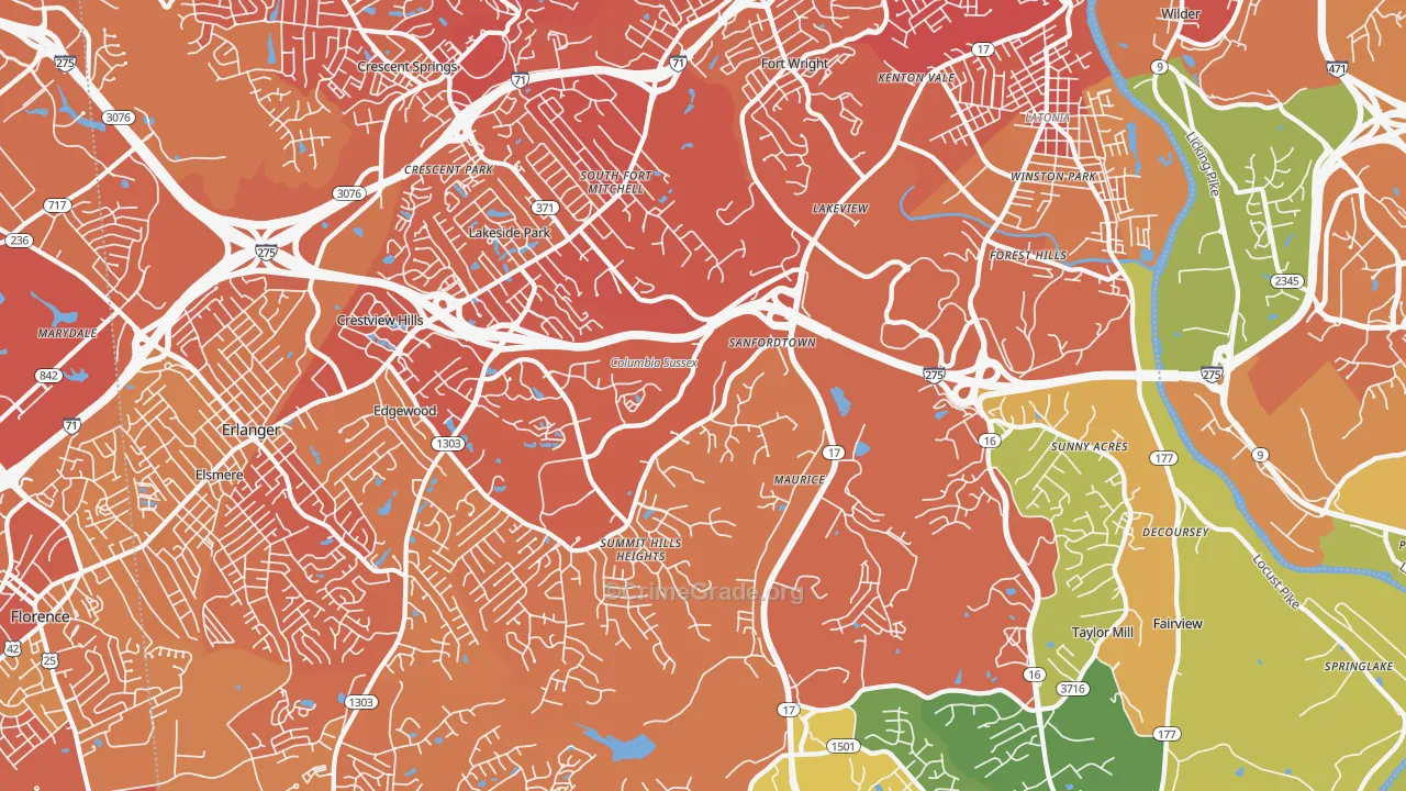 Fort Mitchell, KY Map of Drug-Related Crime Rates