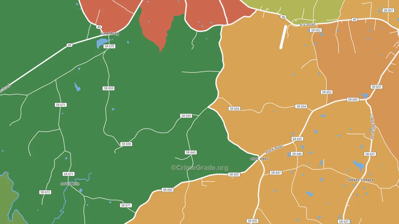 Fort Mitchell, VA Map of Drug-Related Crime Rates