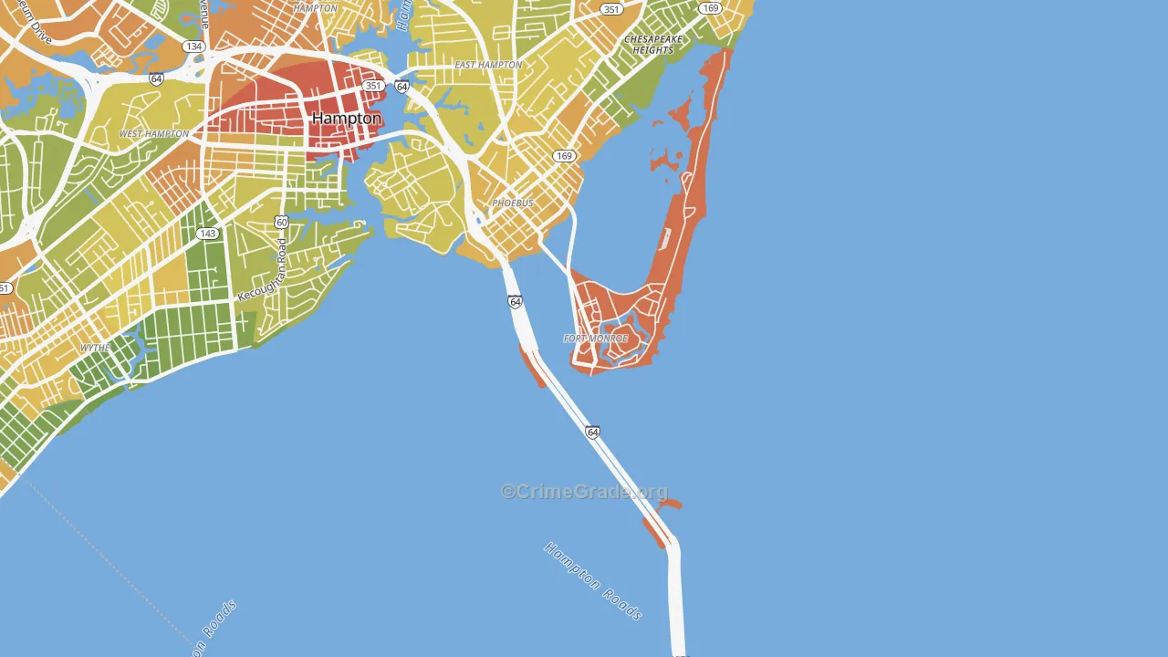 Fort Monroe, VA Map of Drug-Related Crime Rates