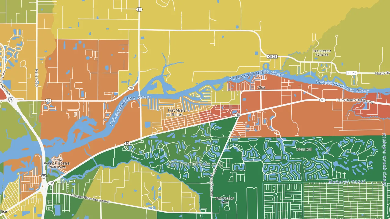 Fort Myers Shores, FL Map of Drug-Related Crime Rates