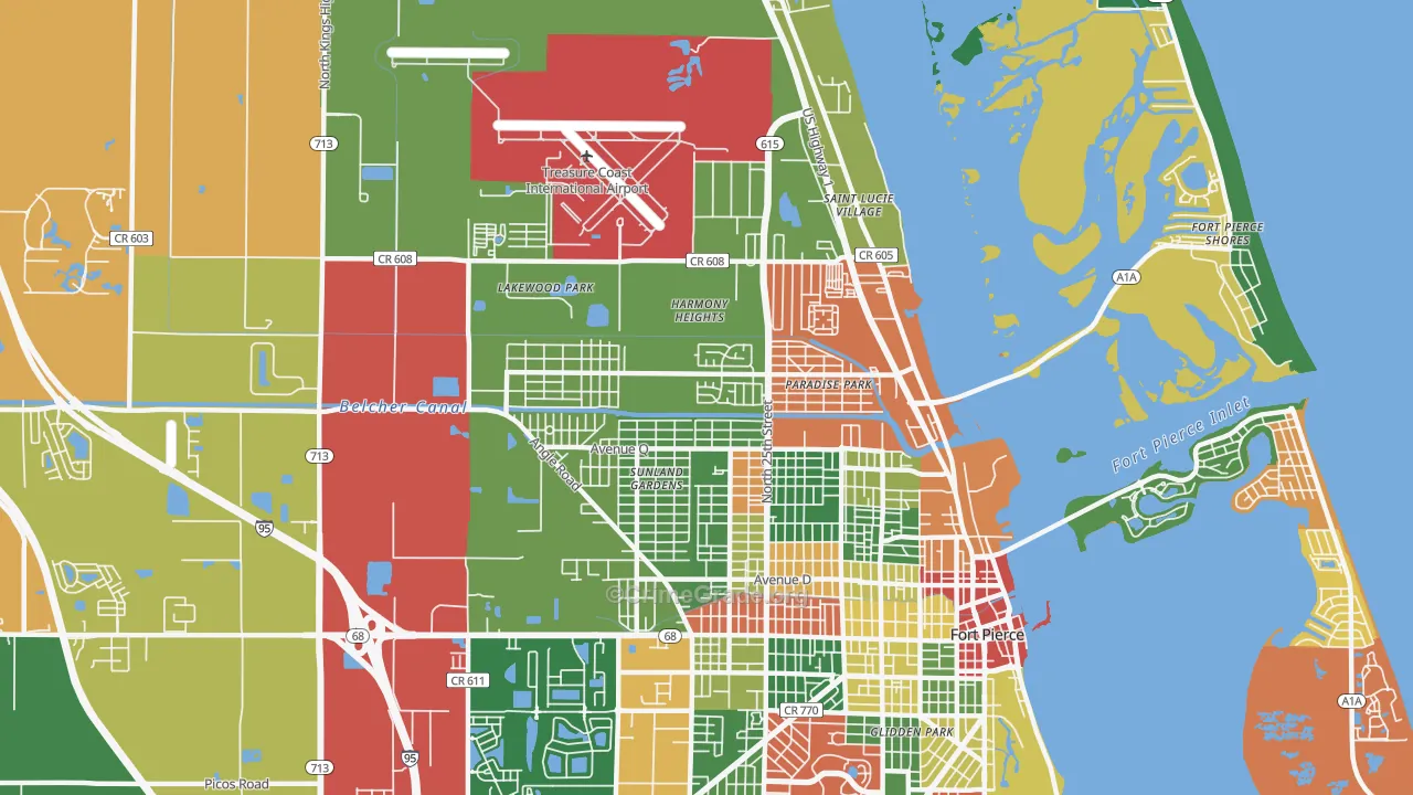 Fort Pierce North, FL Map of Drug-Related Crime Rates