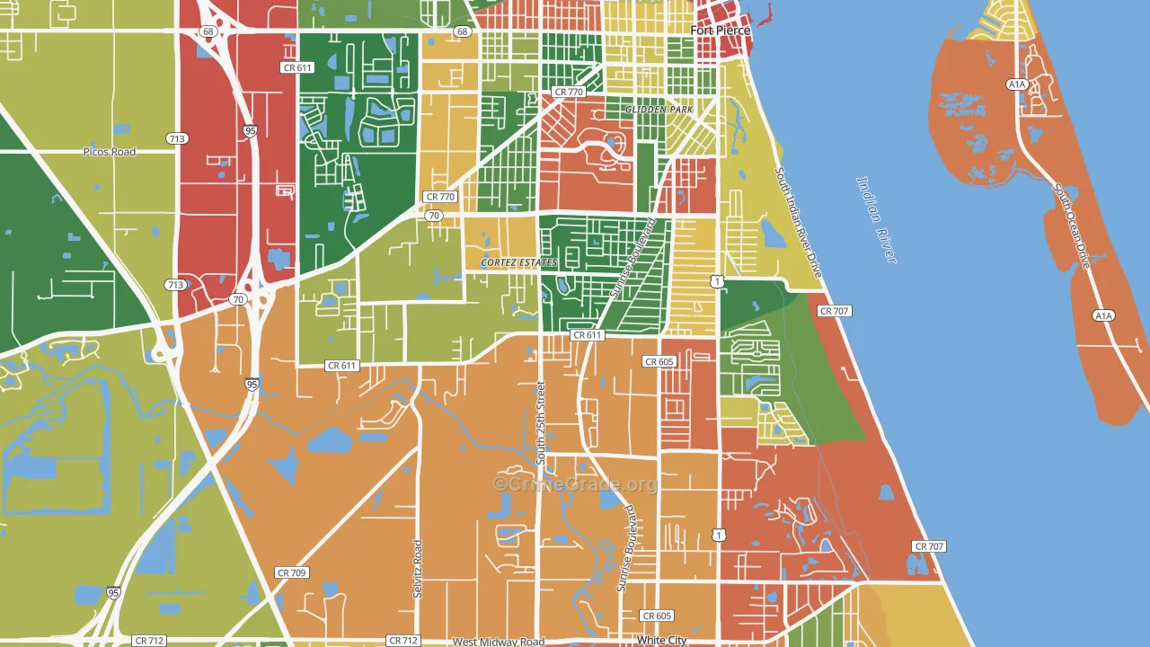 Fort Pierce South, FL Map of Drug-Related Crime Rates