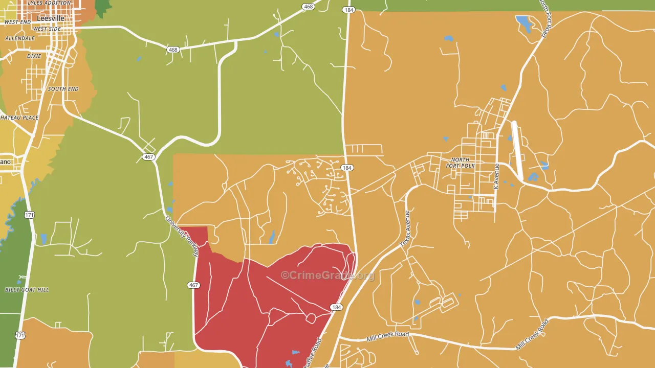 Fort Polk North, LA Map of Drug-Related Crime Rates