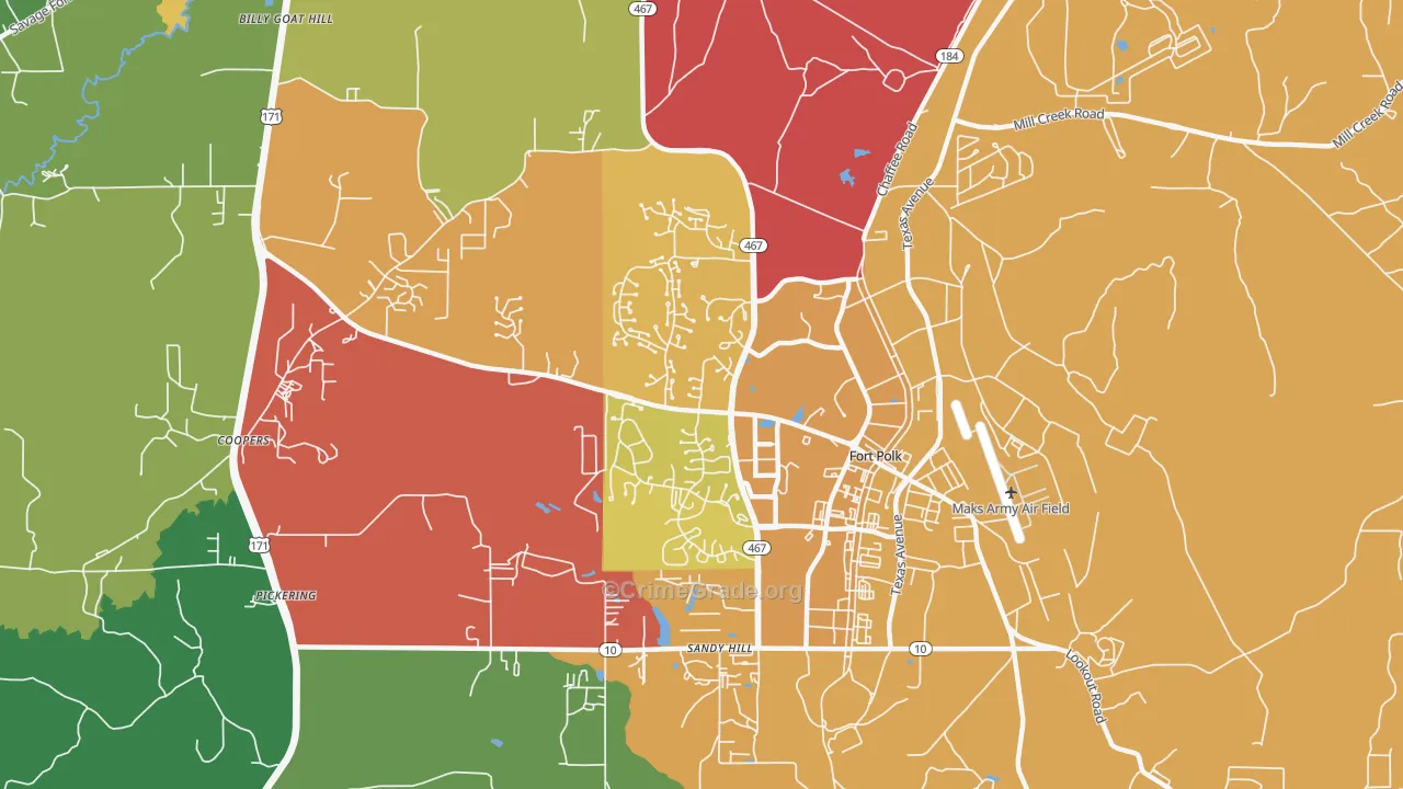 Fort Polk South, LA Map of Drug-Related Crime Rates
