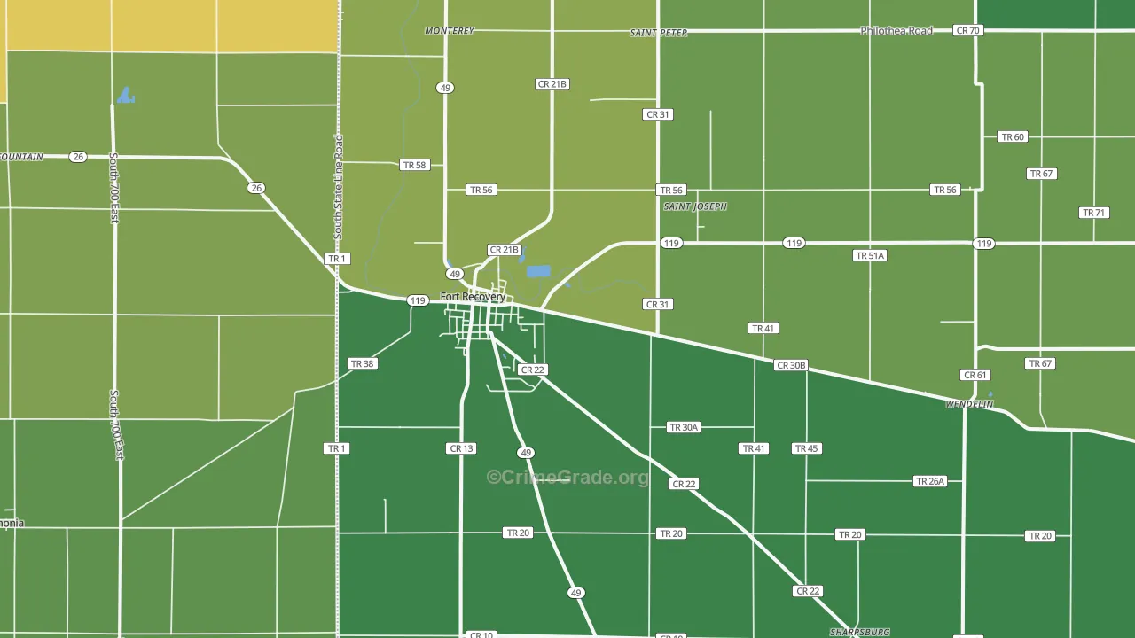 Fort Recovery, OH Map of Drug-Related Crime Rates