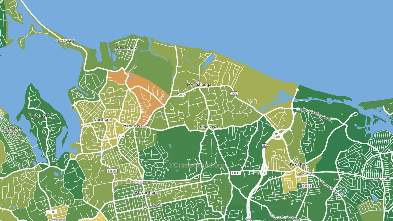 Fort Salonga, NY Map of Drug-Related Crime Rates