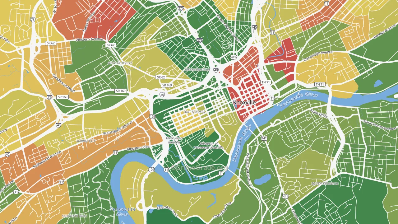 Fort Sanders, Knoxville, TN Map of Drug-Related Crime Rates
