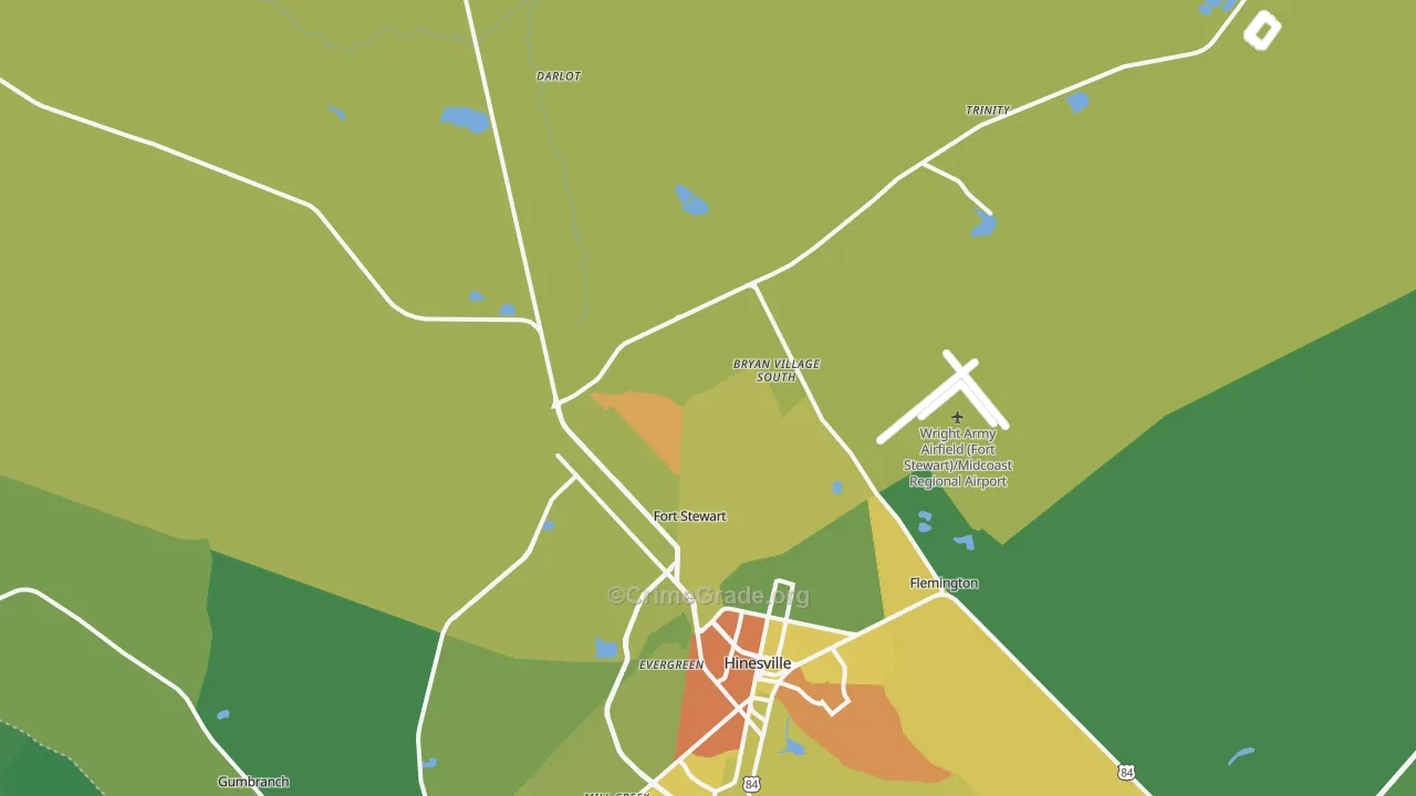 Fort Stewart, GA Map of Drug-Related Crime Rates