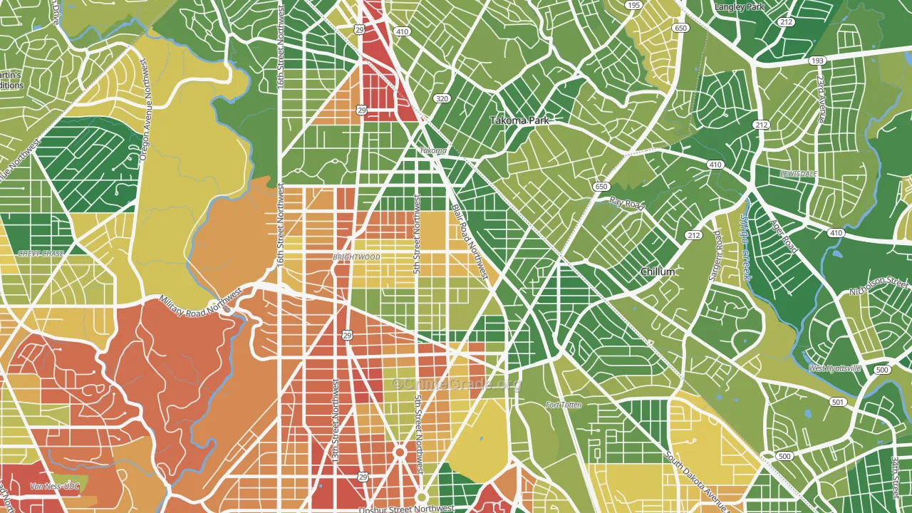Fort Totten-Upper Northeast, Washington, DC Map of Drug-Related Crime Rates
