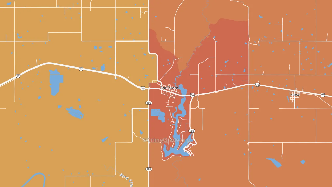Fort Towson, OK Map of Drug-Related Crime Rates
