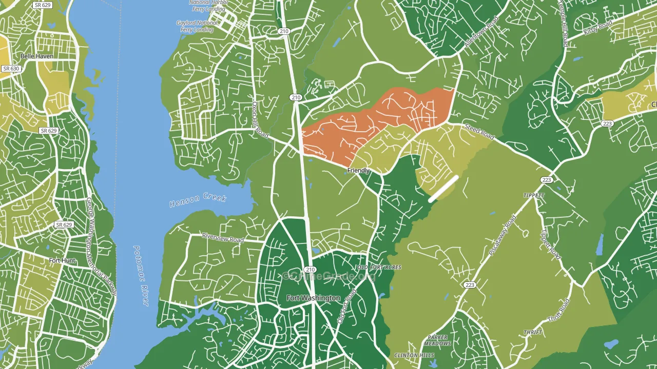 Fort Washington, MD Map of Drug-Related Crime Rates