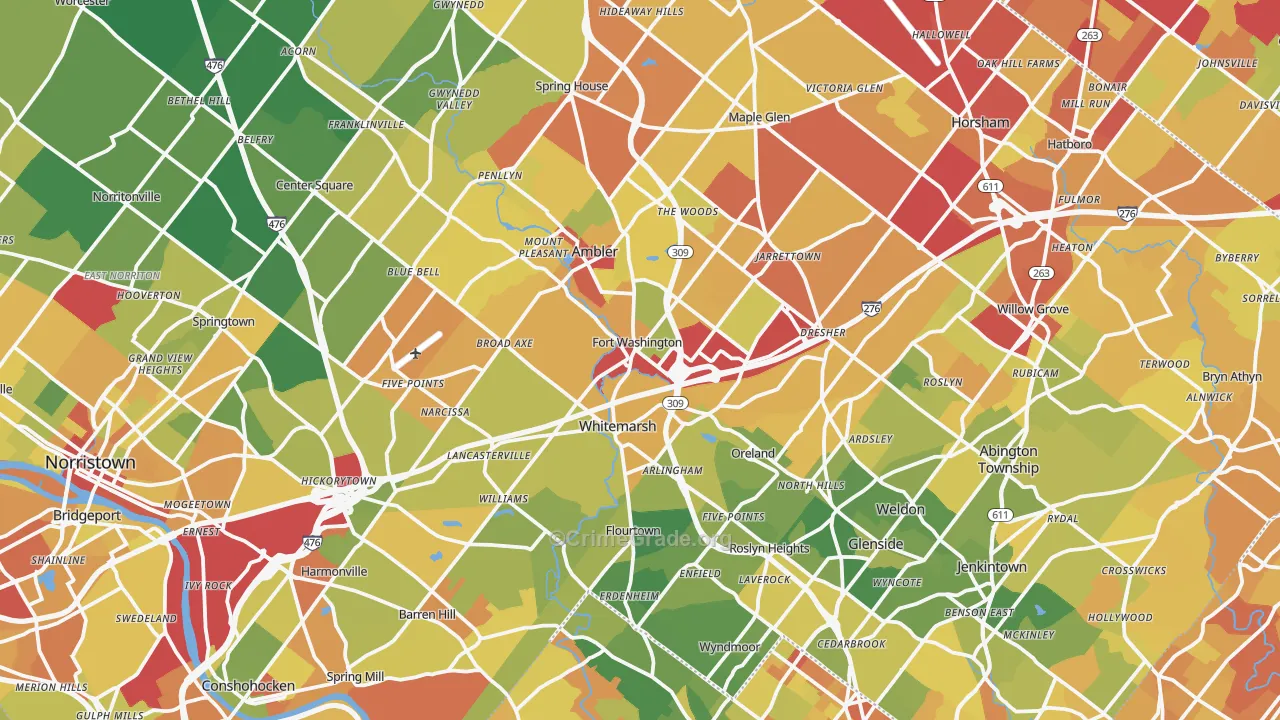Fort Washington, PA Map of Drug-Related Crime Rates