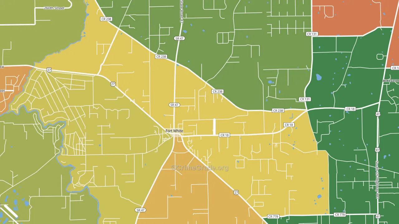 Fort White, FL Map of Drug-Related Crime Rates