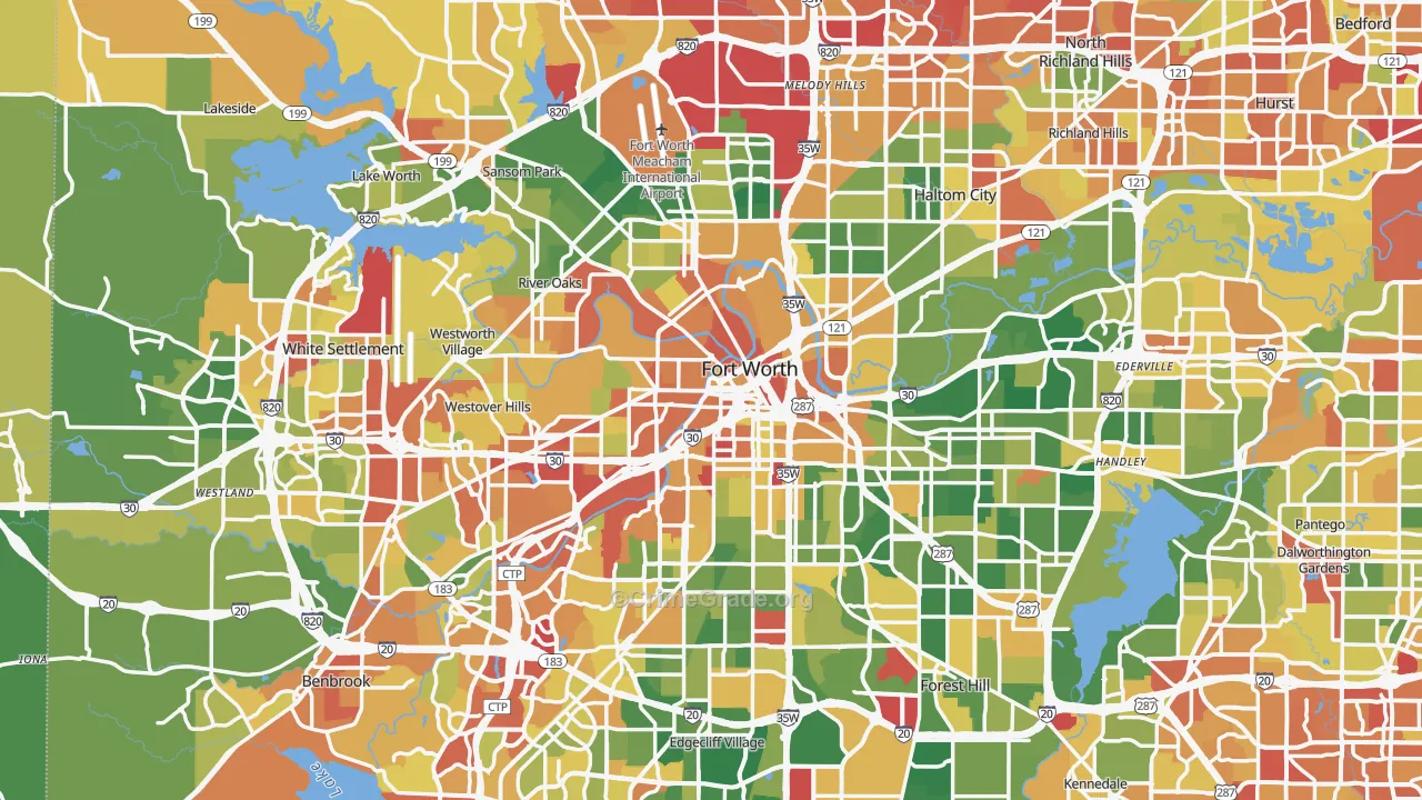 Fort Worth, TX Map of Drug-Related Crime Rates