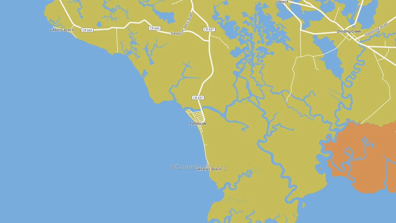 Fortescue, NJ Map of Drug-Related Crime Rates