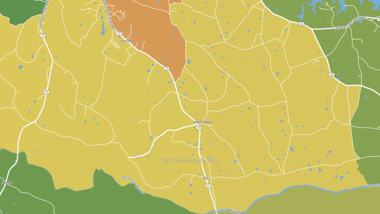 Fortsonia, GA Map of Drug-Related Crime Rates