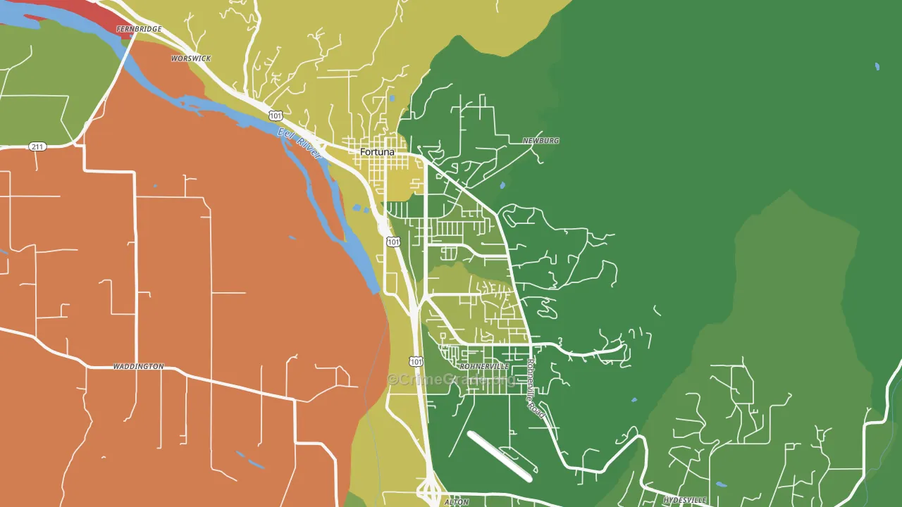 Fortuna, CA Map of Drug-Related Crime Rates