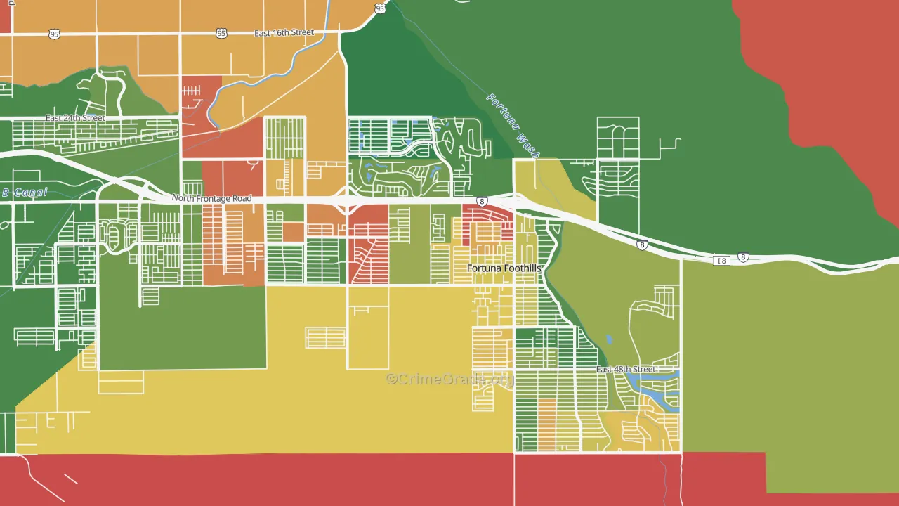Fortuna Foothills, AZ Map of Drug-Related Crime Rates