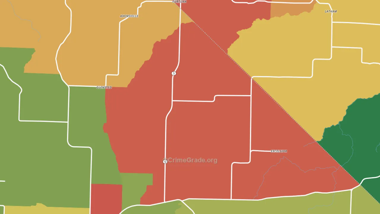 Fortuna, MO Map of Drug-Related Crime Rates