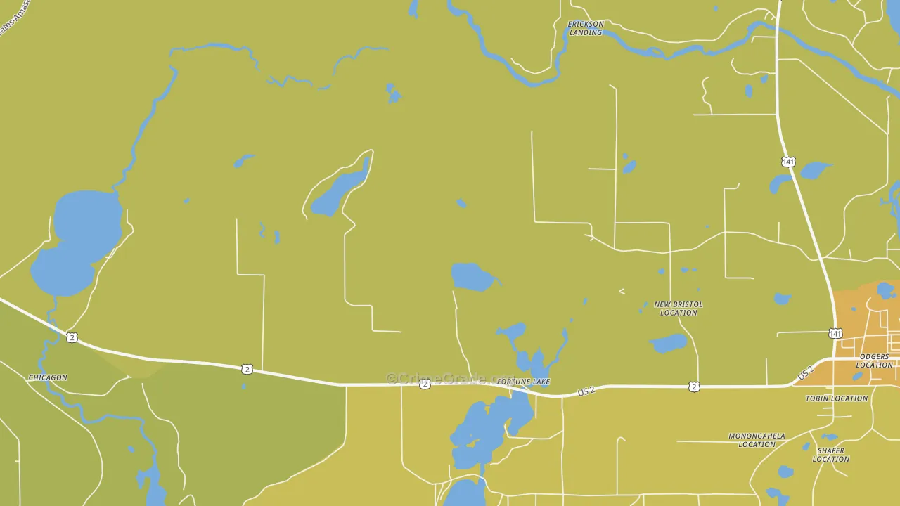 Fortune Lake, MI Map of Drug-Related Crime Rates