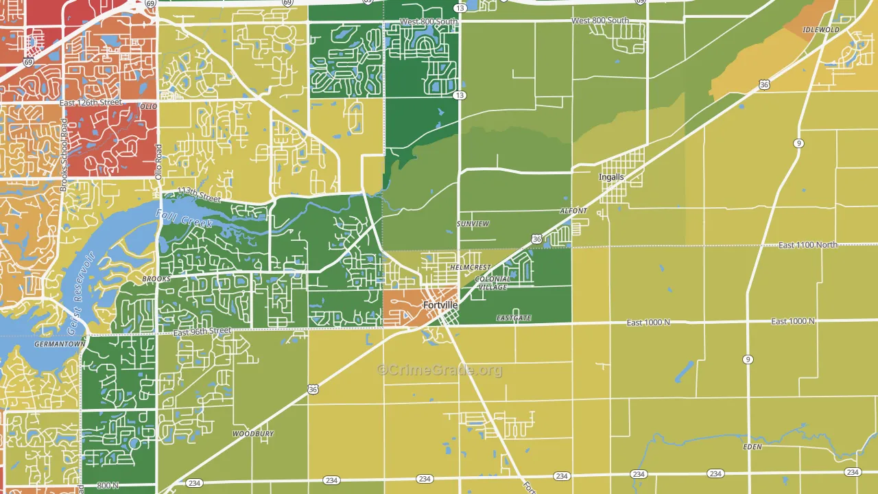 Fortville, IN Map of Drug-Related Crime Rates