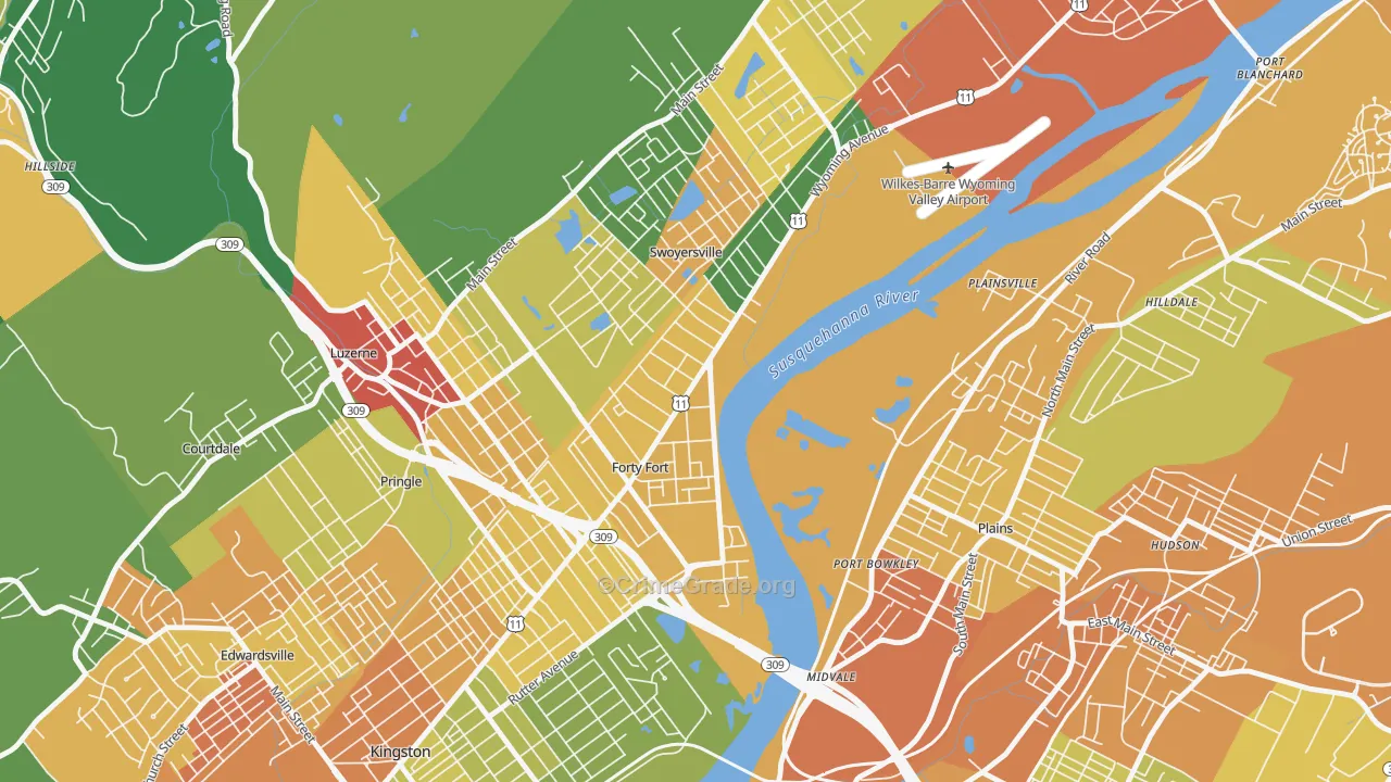 Forty Fort, PA Map of Drug-Related Crime Rates