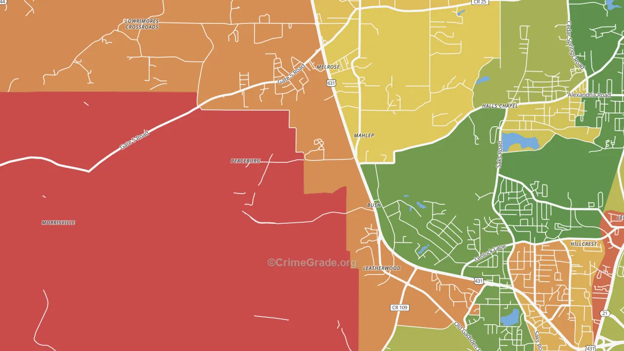 Fosheeton, AL Map of Drug-Related Crime Rates