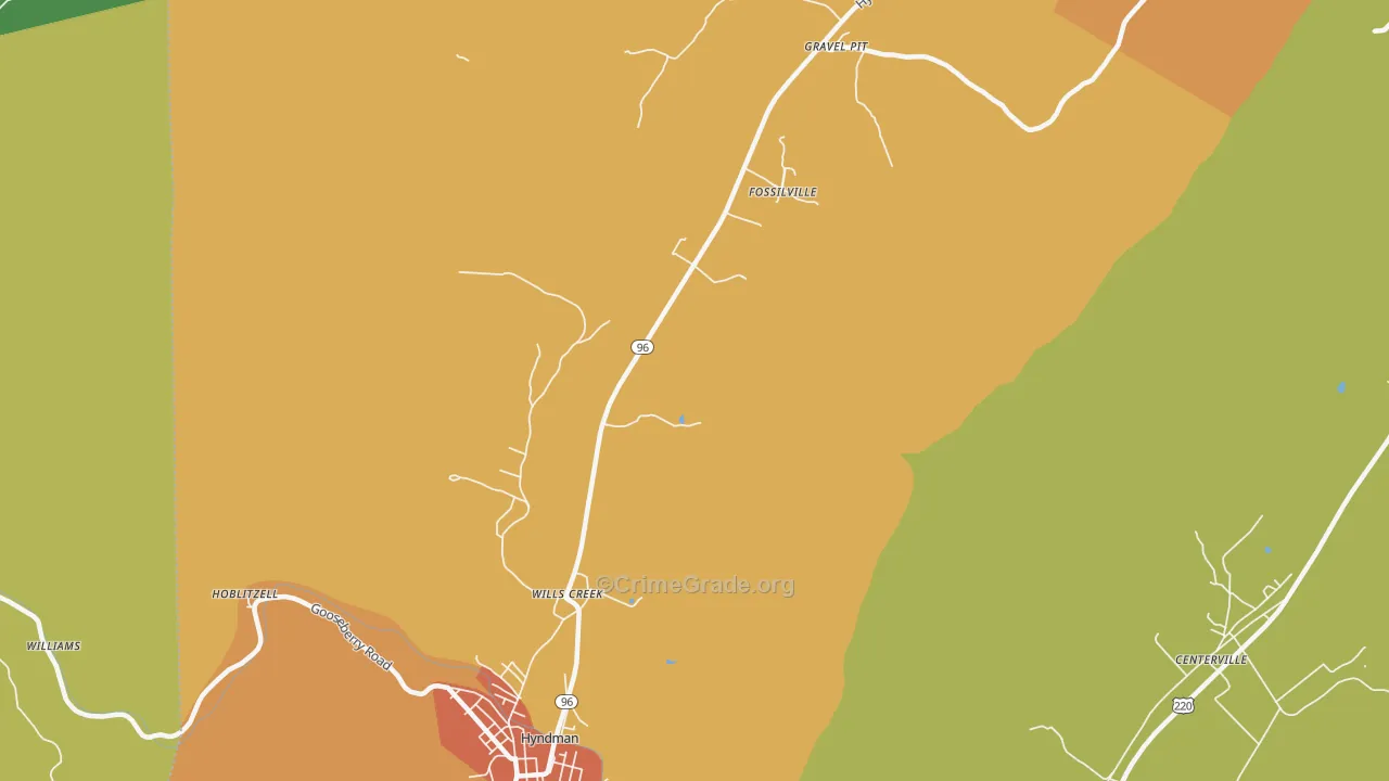 Fossilville, PA Map of Drug-Related Crime Rates